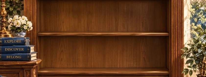 Wooden château library cabinet