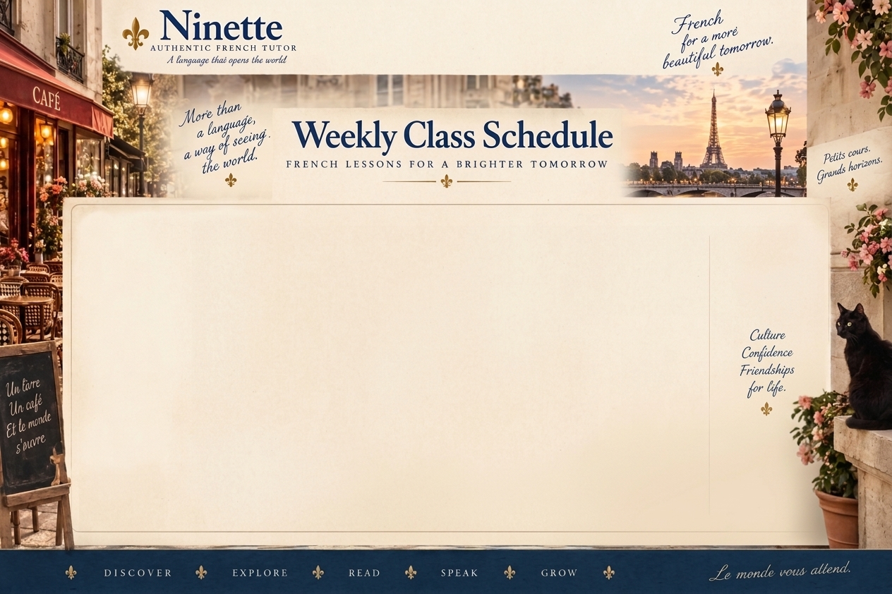 Weekly Class Schedule — French lessons for a brighter tomorrow